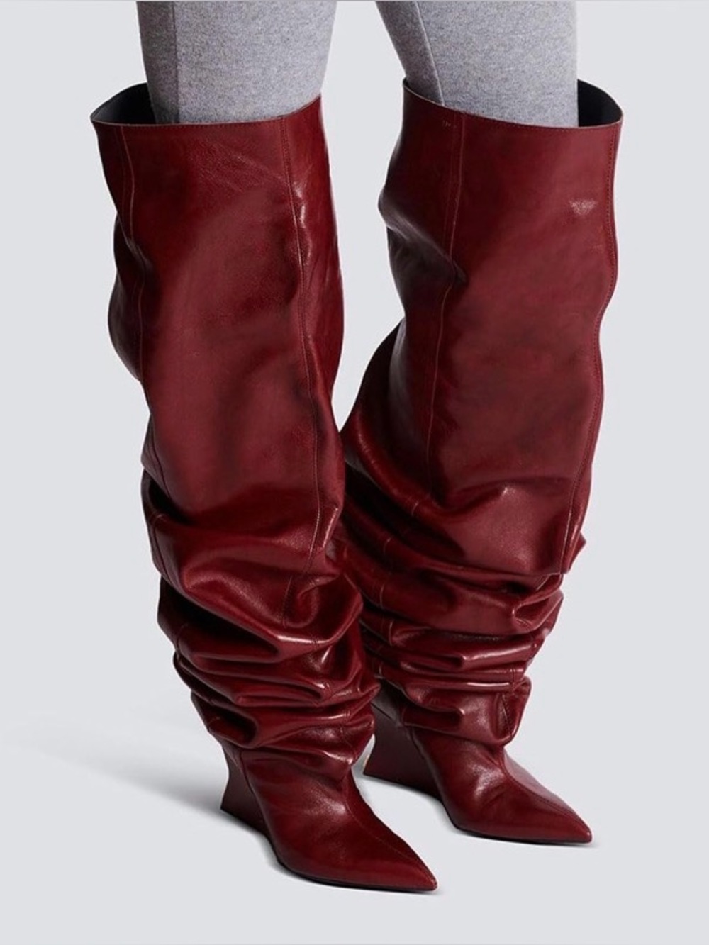 Slouched Ruched Thigh High Boots